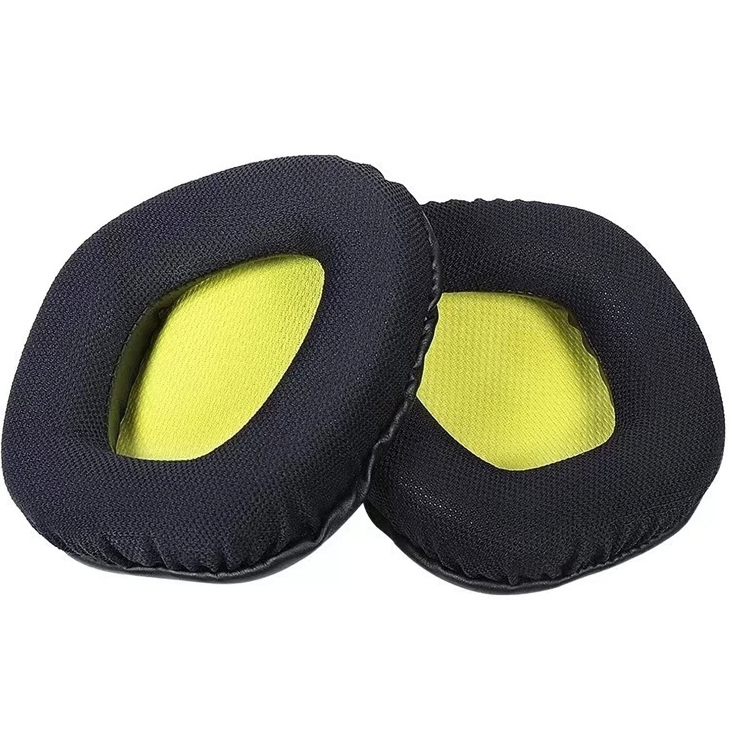 Replacement Memory Foam & Mesh Fabric Earpads Ear Pads Cushions Cover Repair Parts Compatible with Corsair Void PRO RGB SE Wireless Gaming Headset (Black+Yellow)