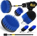 Holikme 4Pack Drill Brush Power Scrubber Cleaning Brush Extended Long Attachment Set All Purpose Drill Scrub Brushes Kit for Grout, Floor, Tub, Shower, Tile, Bathroom and Kitchen Surface White