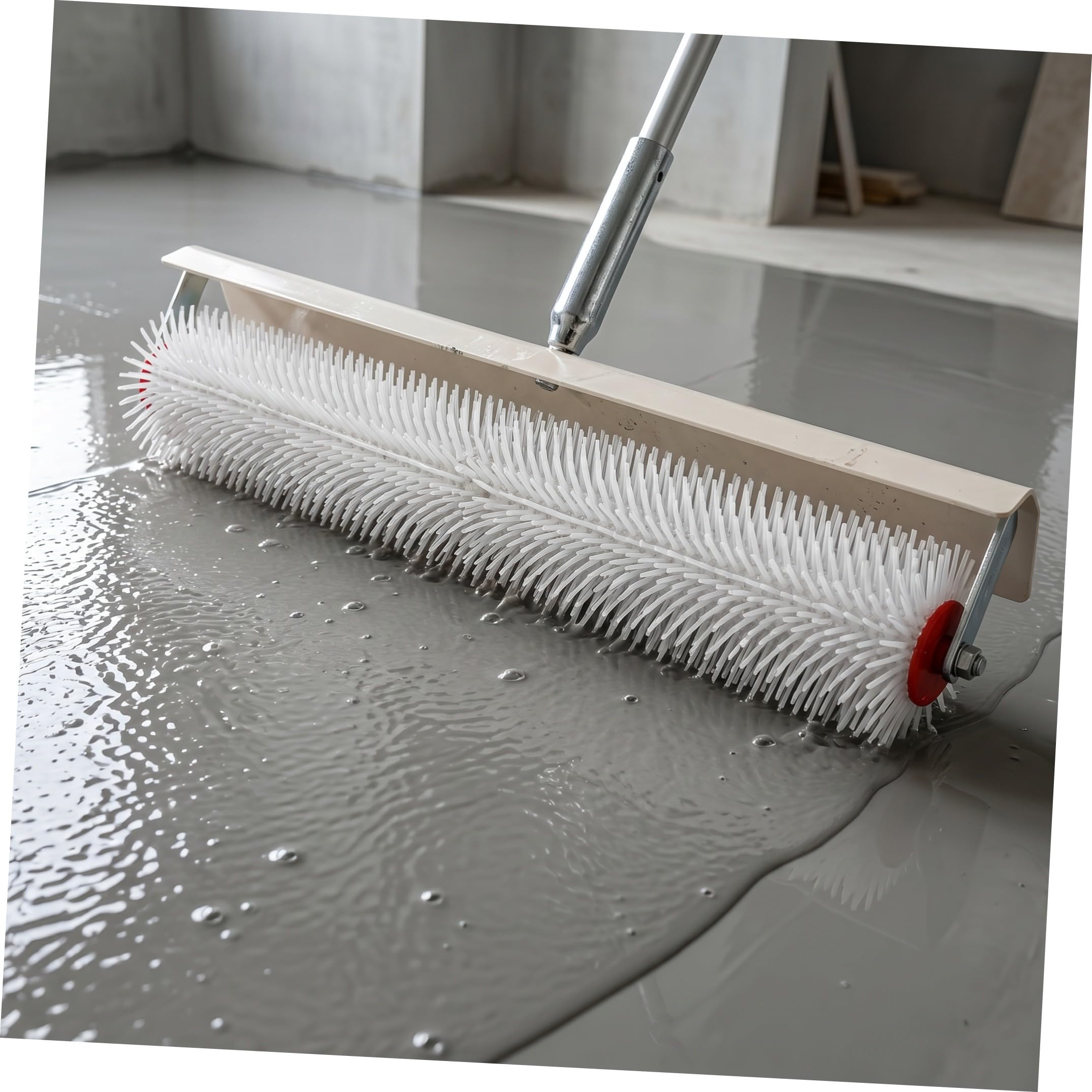 Rodillo de Suelo con Púas de 50cm, Mango Compacto y Protector | Dientes de 28mm, Espaciado Uniforme y Pp Hierro, para Hormigón Epoxi en Garajes