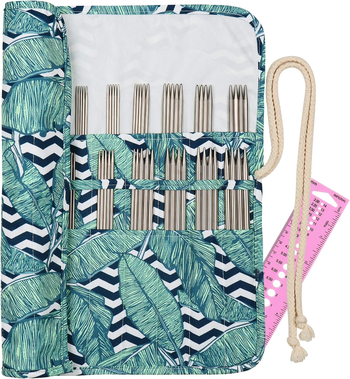 55 Pcs Double Pointed Knitting Needles Stainless Steel Straight Needles