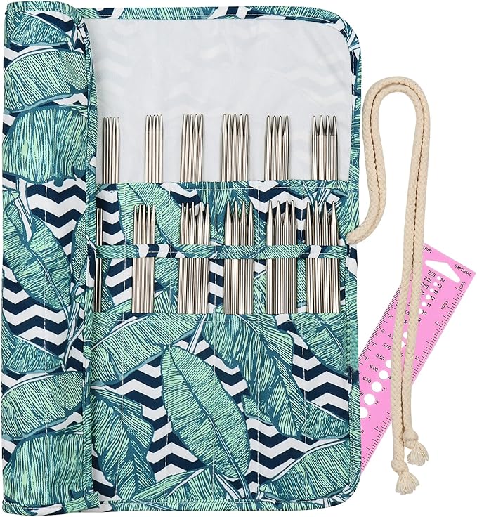 Aeelike Short Double Pointed Knitting Needles Set, 20cm Metal Knitting