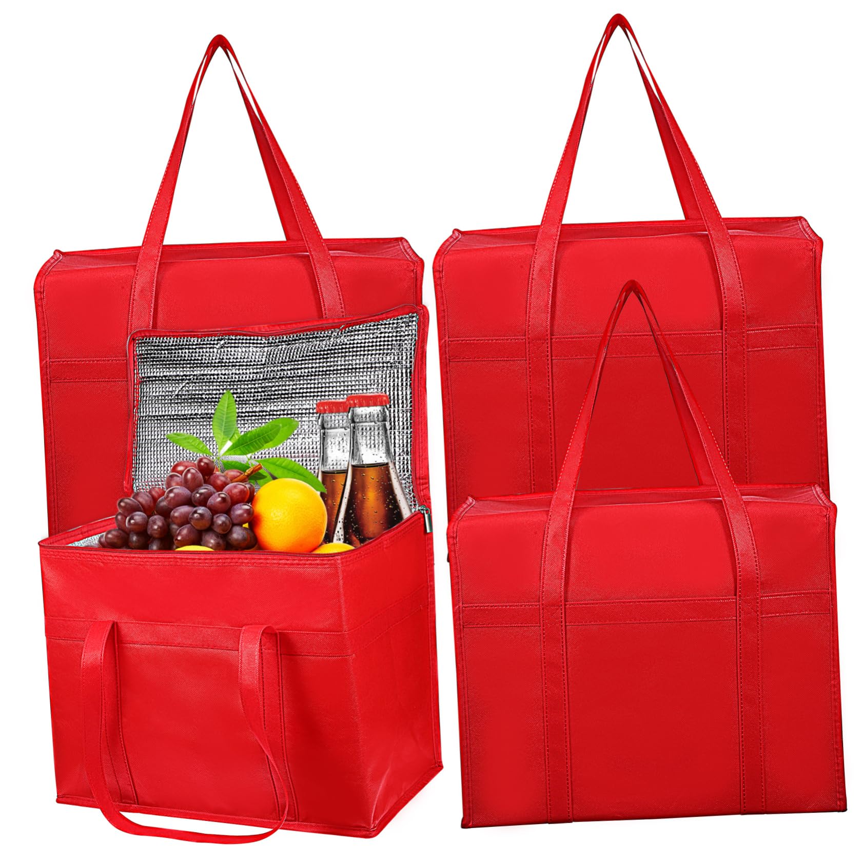 Mipcase 4pezzi Borsa Termica Porta Pranzo Cerniera Borsa per Alimenti Isolante per Spesa Riutilizzabile Grande Capacità per Picnic o Ufficio