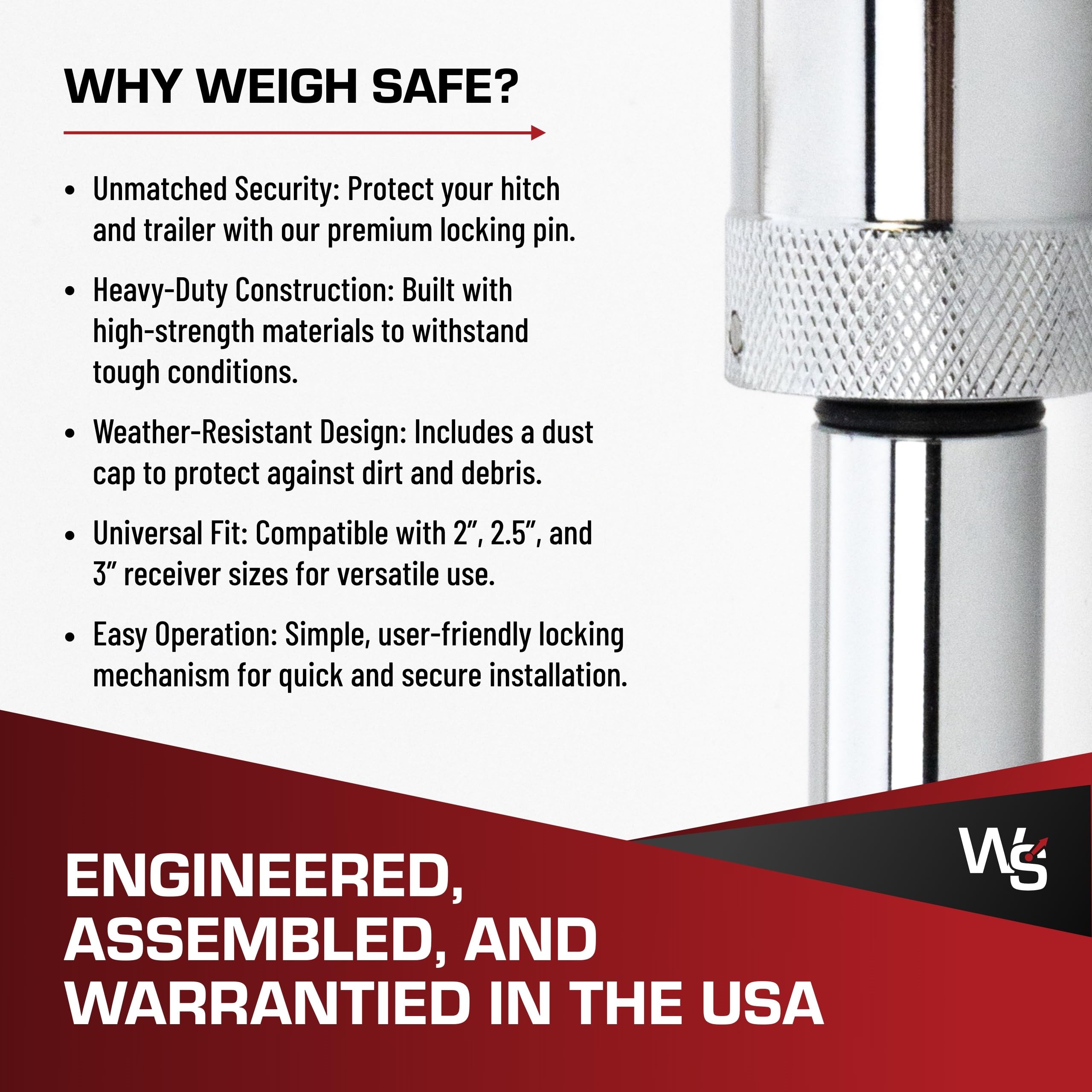Amazon.com: Weigh Safe Hitch Locking Pin - Stainless Steel Towing 