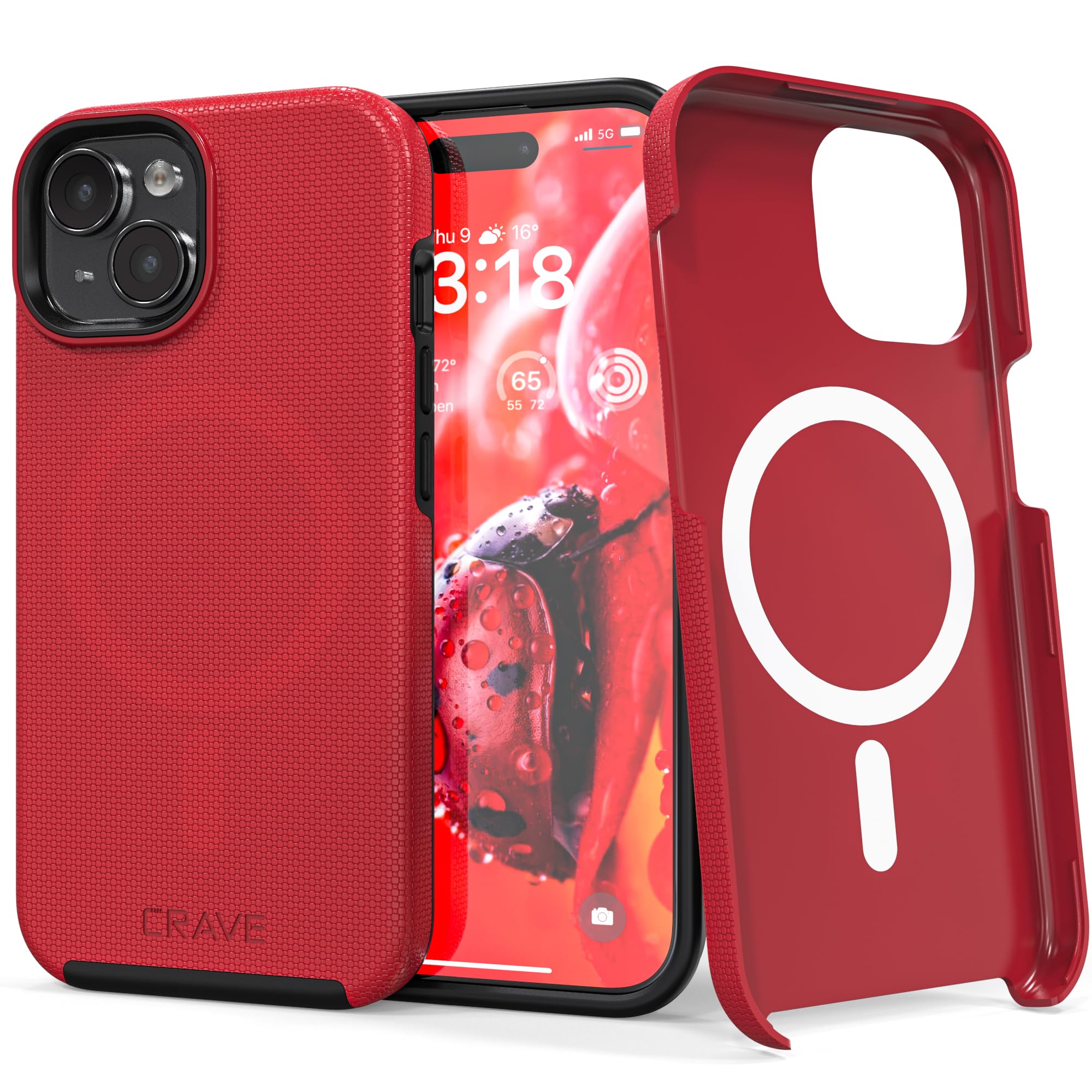 Crave Dual Guard Compatible with iPhone 15 Case, Compatible with MagSafe Shockproof Protection Dual Layer Case for Apple iPhone 15 (6.1") - Red
