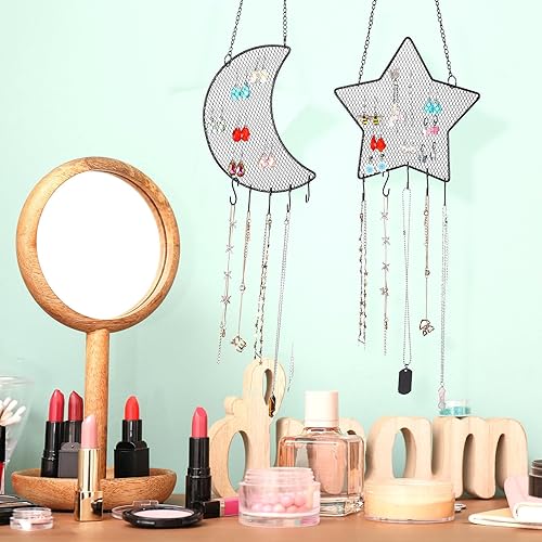 Miniatura 9 de Jetec 2 piezas de soporte de pared para aretes montado en la pared, soporte de aretes colgantes, soporte decorativo con forma de rejilla de