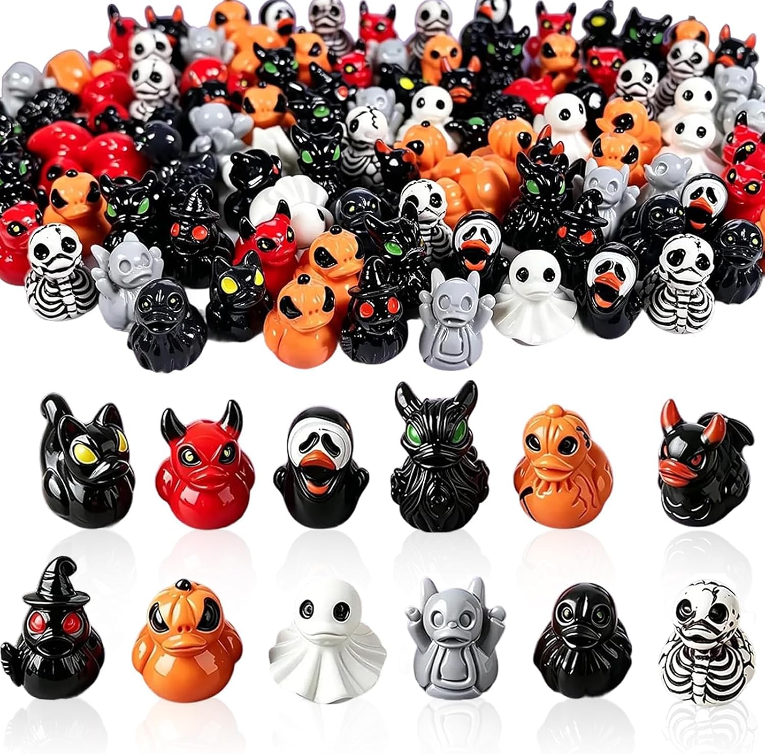 60Pcs Halloween Mini Resin Ducks Figurines, Novelty Halloween Party Décor