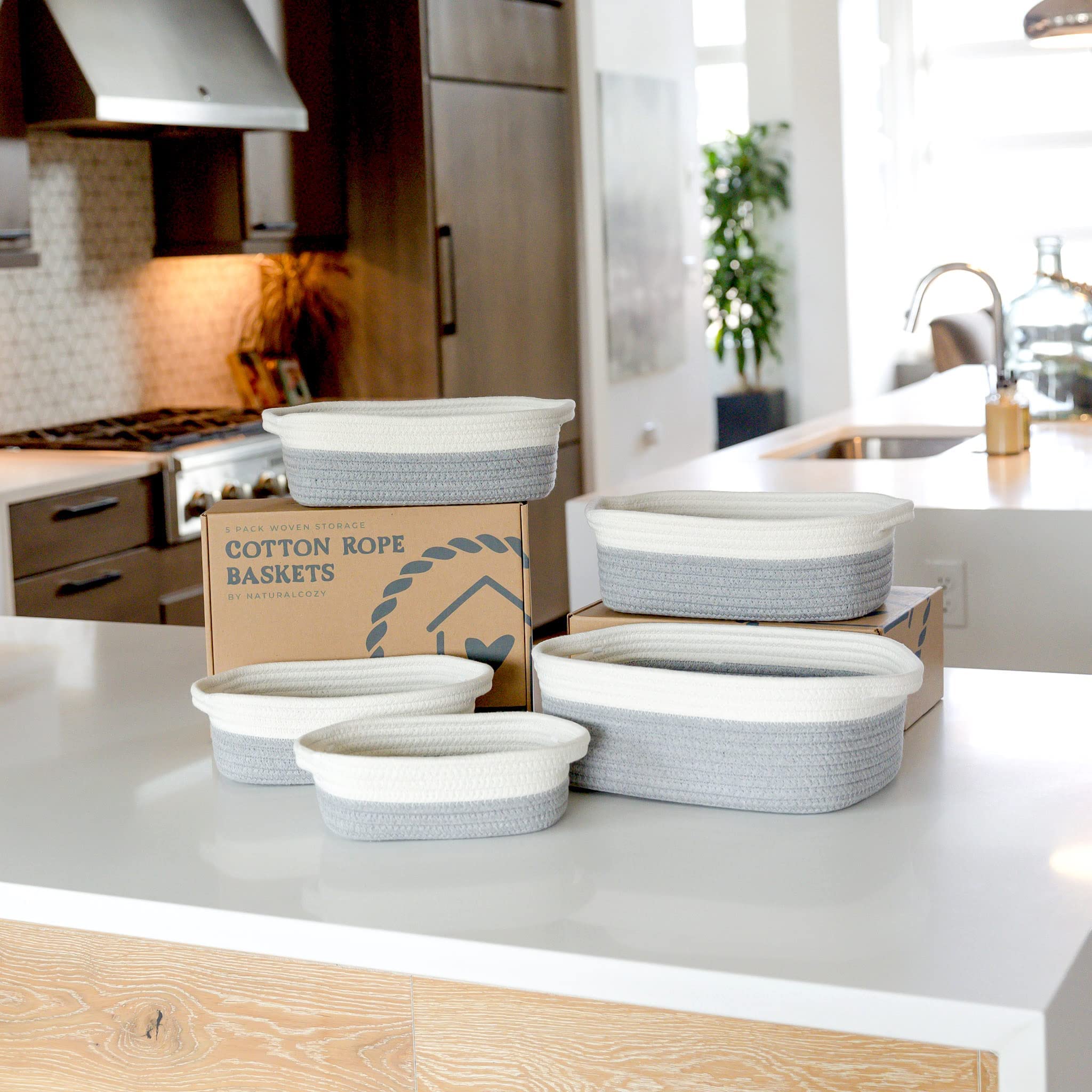 Snapklik.com : NaturalCozy 5-Piece Rectangle Storage Basket Set ...
