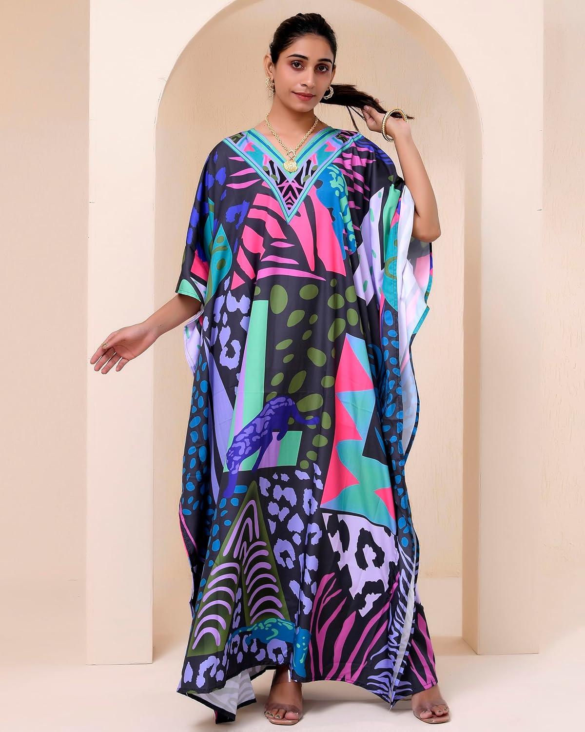 REYNOSOHOMEDECOR Kaftan Dresses for Women Plus Size Bathing Suit Cover up Caftan Maxi Beach Dresses - Image 3