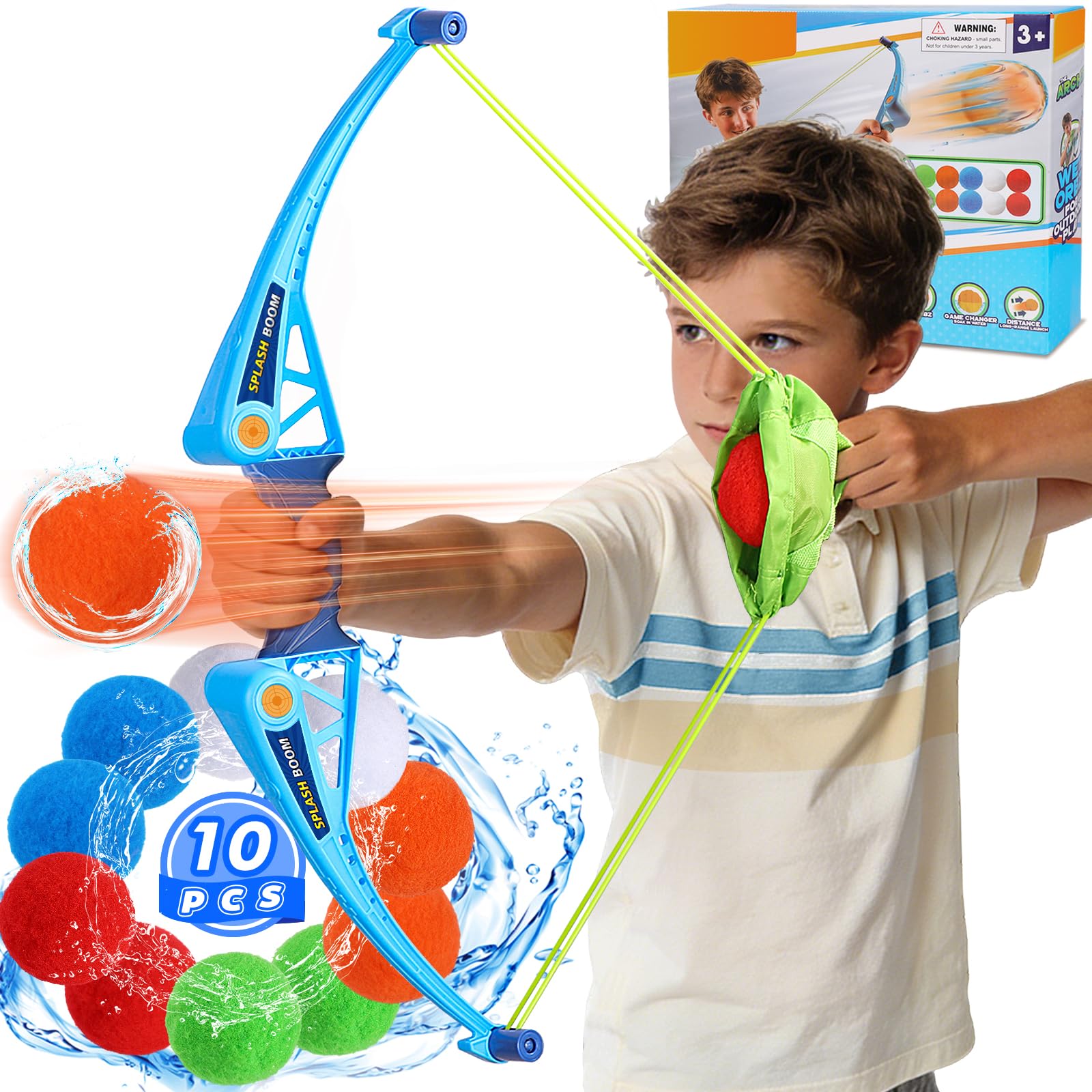 Photo 1 of SUPER JOY Reusable Water Balloons Water Toys for Kids, Water Balloon Bow Launcher With 10 Reusable Water Balls for Outdoor Toys, Pool Beach Backyard Water Bomb Toy Summer Water Toy for Boys and Girls