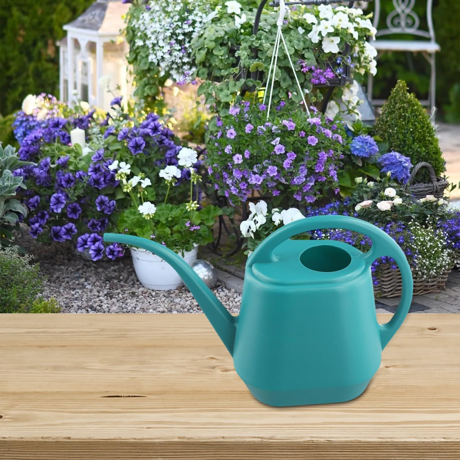 Arrosoir à long goulot 2 L en plastique épais moderne brume fine brumisateur pour plantes d'intérieur et d'extérieur (vert foncé)