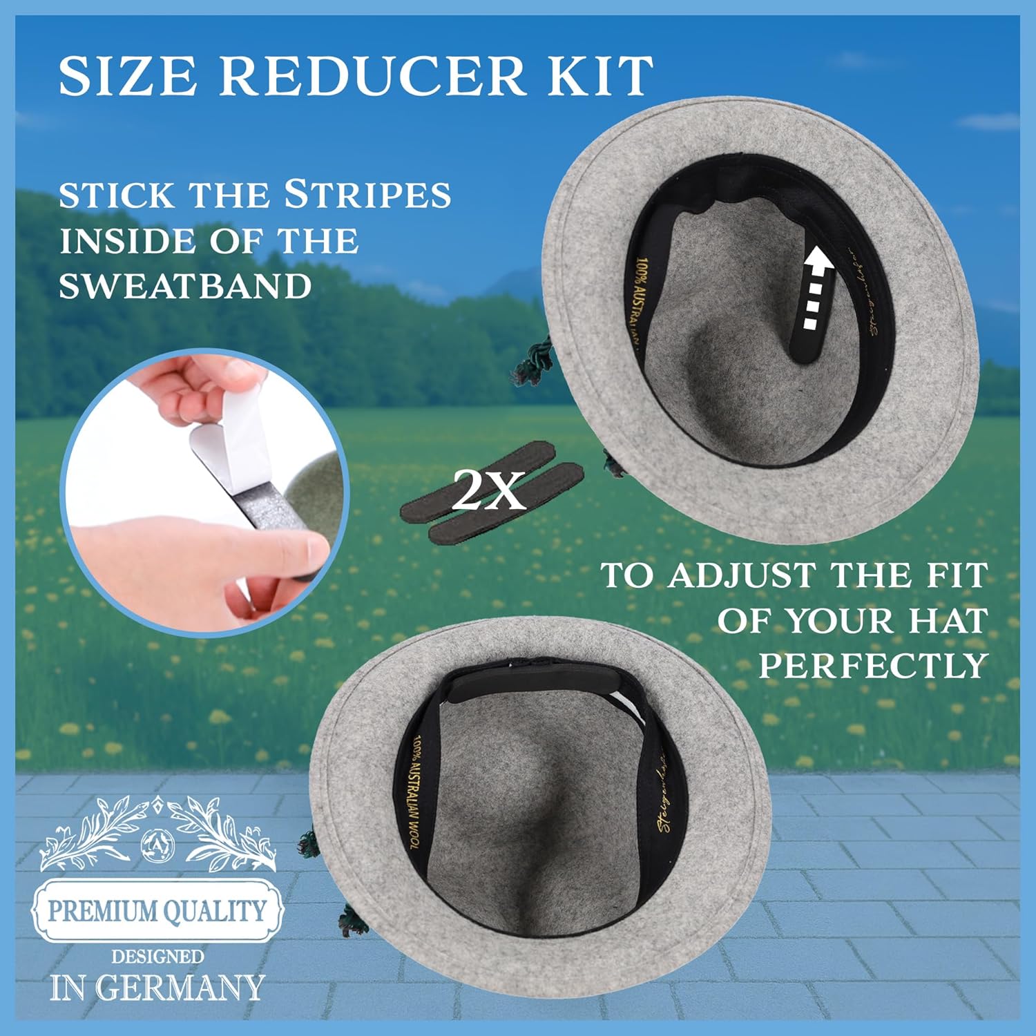 Steigenhöfer German Alpine Hat - Hans - 100% Wool Hats for Men - Adjustable - Oktoberfest Bavarian hat with Real Bird Feather - Image 5