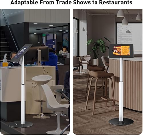 Miniatura 7 de AboveTEK Soporte de piso antirrobo para iPad, soporte de tableta de quiosco de seguridad robusto, soporte seguro ajustable en altura con mecanismo