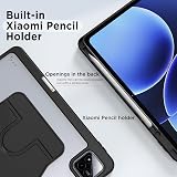 EasyAcc Rotating Case for Xiaomi Pad 7/7 Pro 11.2 Inch with Xiaomi Pen Holder and Acrylic Protective Case, 360 Degree Rotating with Impact Protection, Black - 7