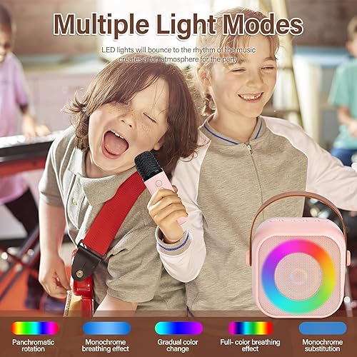 Miniatura 6 de Mini máquina de karaoke para niños, altavoz Bluetooth portátil con micrófono inalámbrico para niños pequeños, regalos para niñas, cumpleaños,
