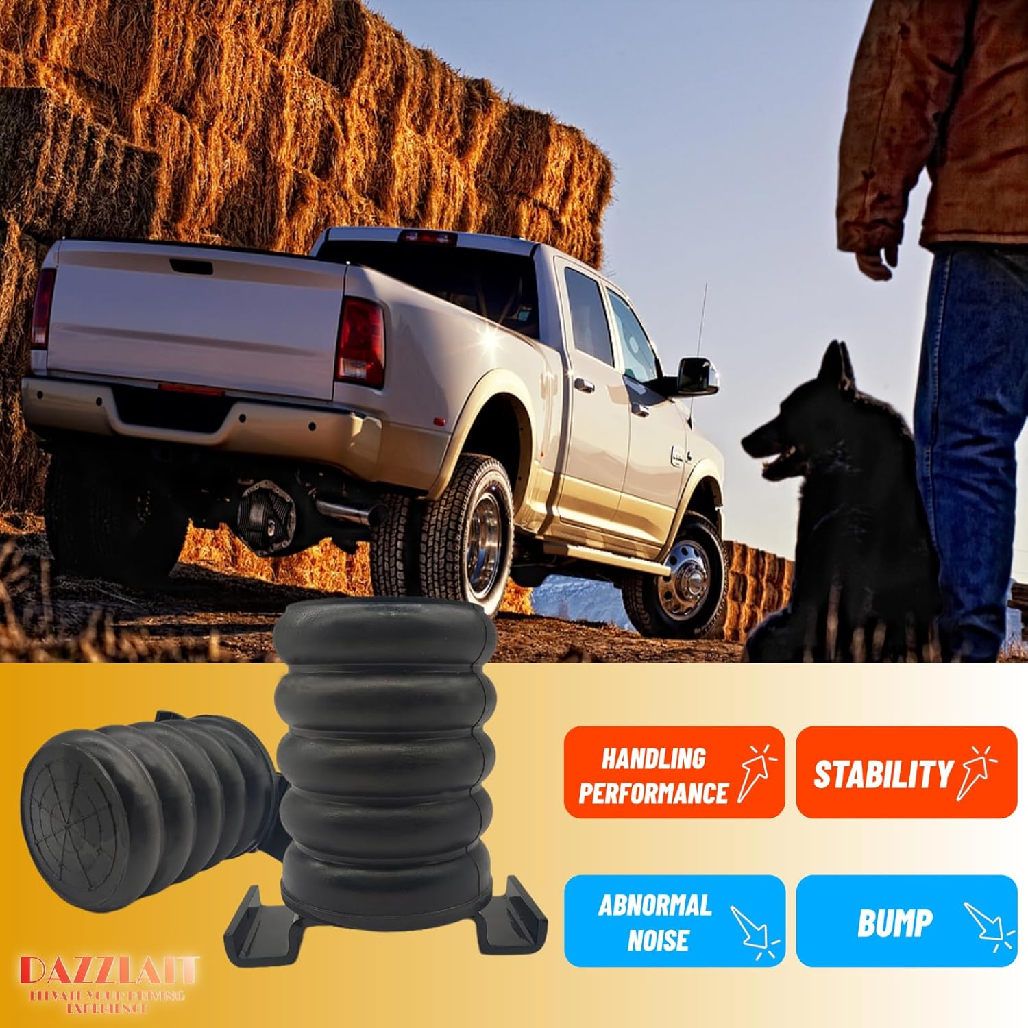 SSR-610-47 Rear Suspension Enhancement Black | Bump Stop Fit for Nissan Frontier, Titan | Toyota Tacoma, Tundra, Hilux | Mitsubishi Triton | Rear Suspension Helper Springs