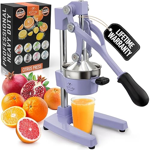 Zulay Kitchen Cast Iron Juicer - Heavy Duty Manual Juicer with Detachable Strainers for Easy Cleaning, Orange Juice Press for Citrus Fruits, Perfect for Bartenders, Juice Lovers & Health Enthusiasts