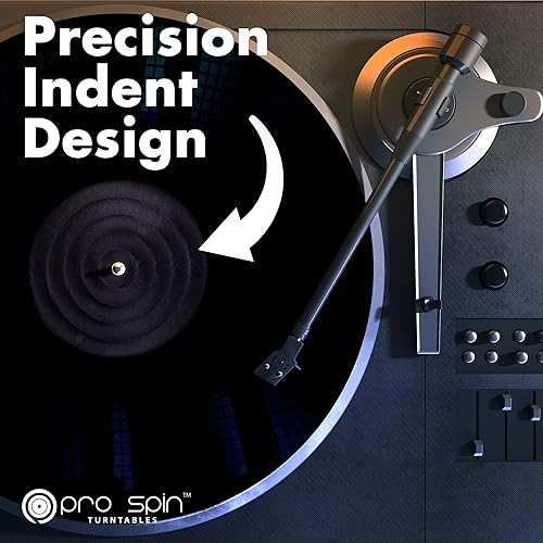 Miniatura 45 de PRO SPIN Green Glow - Tapete acrílico para tocadiscos vintage de vinilo de 12 pulgadas, cubierta antiestática, reduce el ruido y los sonidos