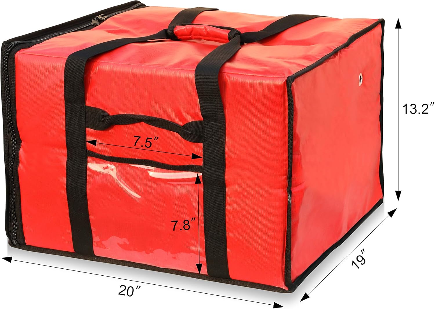 new star foodservice 50134 insulated pizza delivery bag, 20" by 19" by 13", red red 20" by 19" by 13"