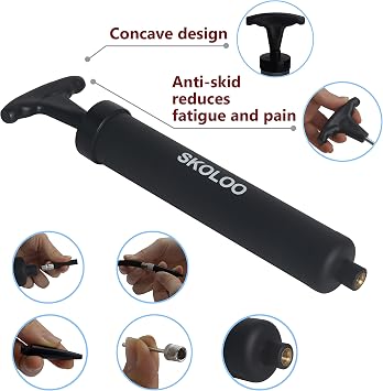 SKOLOO 10 Portable Hand Air Ball Pump Inflator Kit with Needle, Nozzle, Extension Hose for Soccer Basketball Football Volleyball Water Polo Rugby Exercise Sports Ball Balloon Swim Inflatables