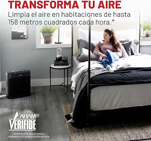 Miniatura 9 de Honeywell Purificador de aire HEPA para el hogar, habitaciones grandes de hasta 1700 pies cuadrados en 1 hora, indicador de calidad del aire, modo