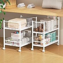 New Arrival・Width Extendable・Closet Storage Rack TKUIN Approx. Width 29～41.5cm×Depth 73×Height 64.5cm 2-Tier Shelves Removable Smooth Caster-Attached Cart Gap Storage Wagon Closet Storage Walk-in