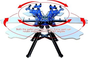 Techtongda 6 Color 6 Station Silk Screen Printing Press Machine Screen Printer Heavy Duty DIY
