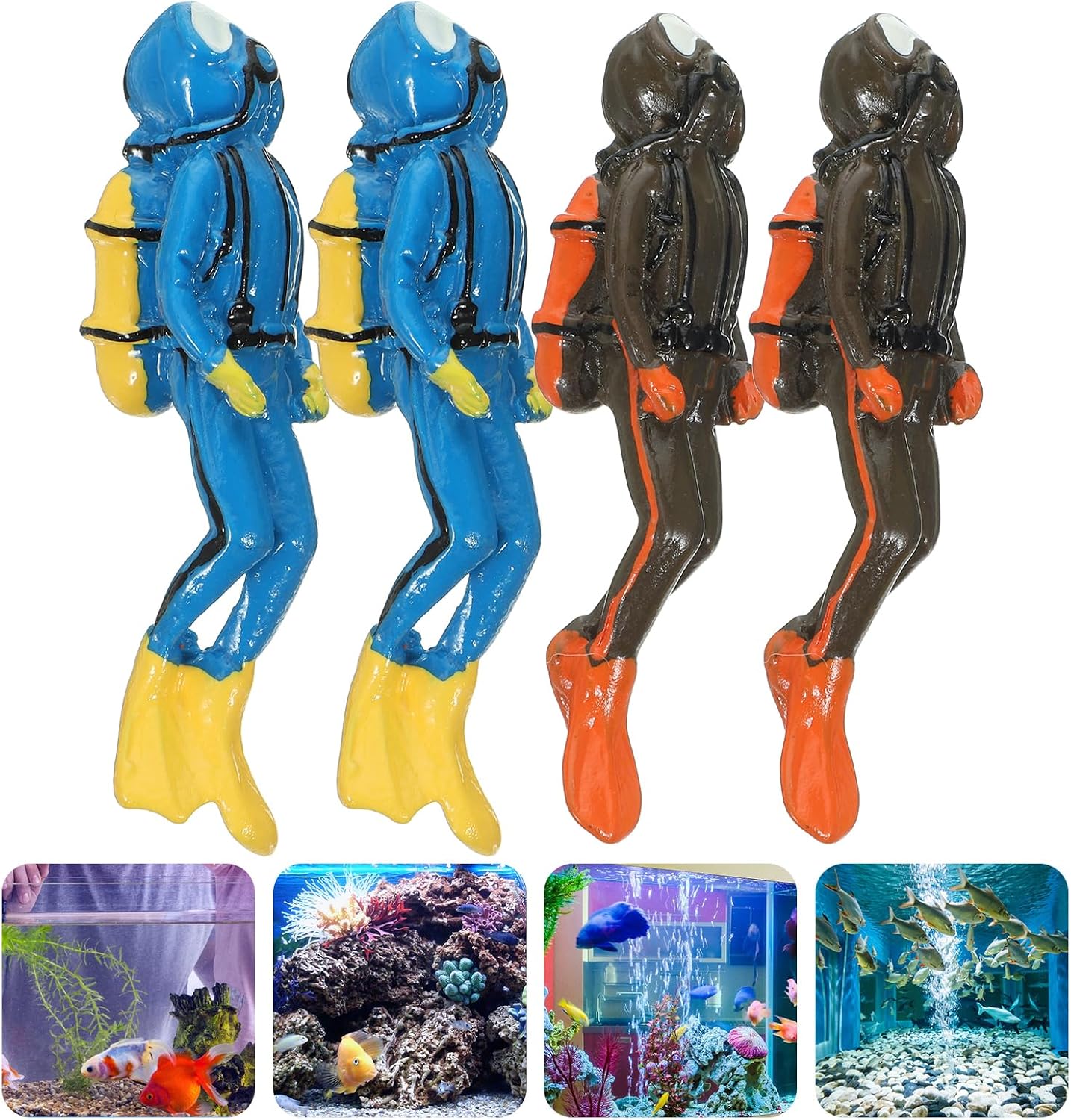 PATKAW Scuba Diver Toy Resin Diver Action Figure: 4pcs Mini Scuba Diver Figurine Miniature Swimmers Toy Diver Landscape Ornaments for Fish Tank Aquarium Diver Figure Toy