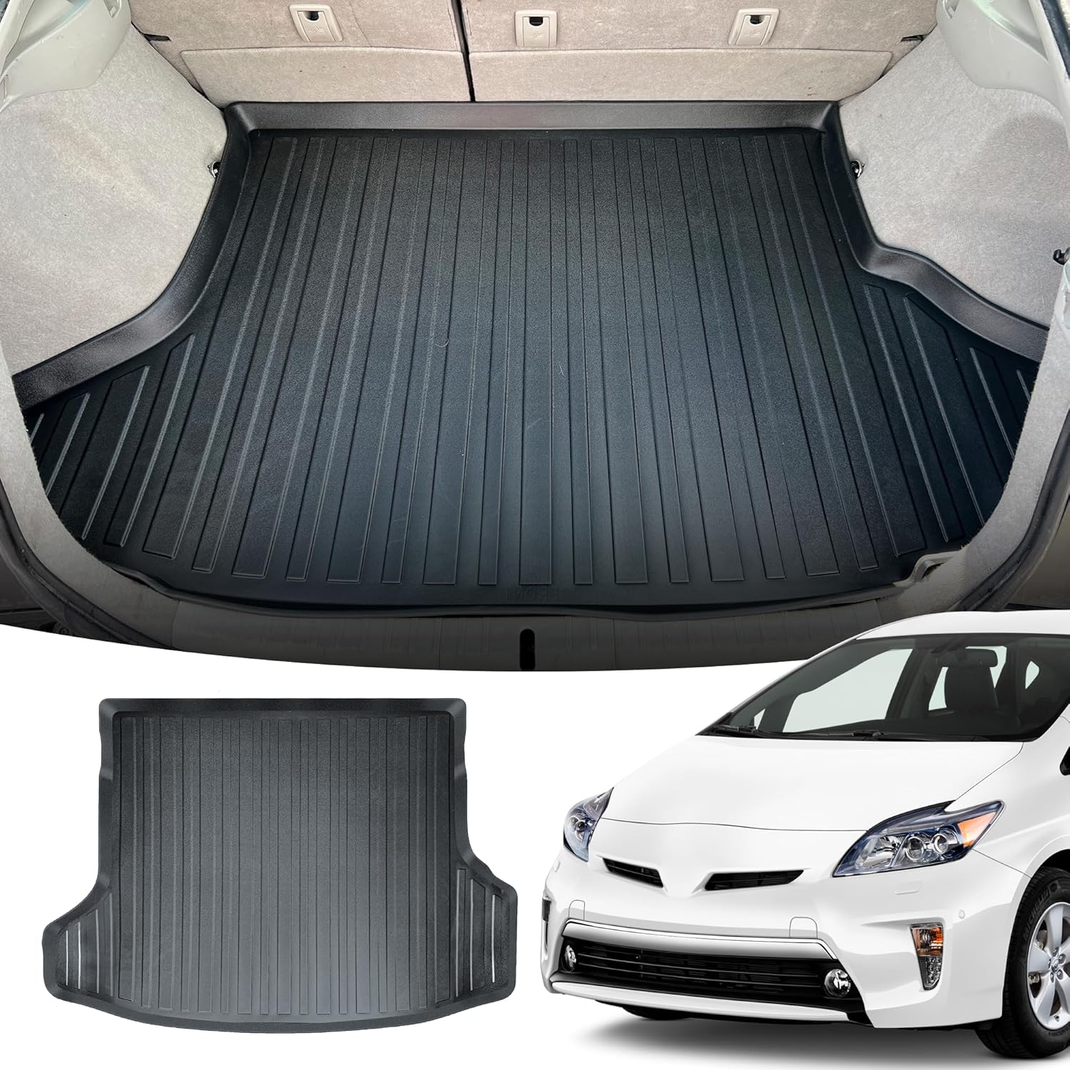 Premium Cargo Liner for Toyota Prius 2010-2015 - 100% Protection - Custom Fit Car Trunk Mat - Easy-to-Wash & All-Season Black Cargo Mat - 3D Shaped Laser Measured Trunk Liners for Toyota Prius.