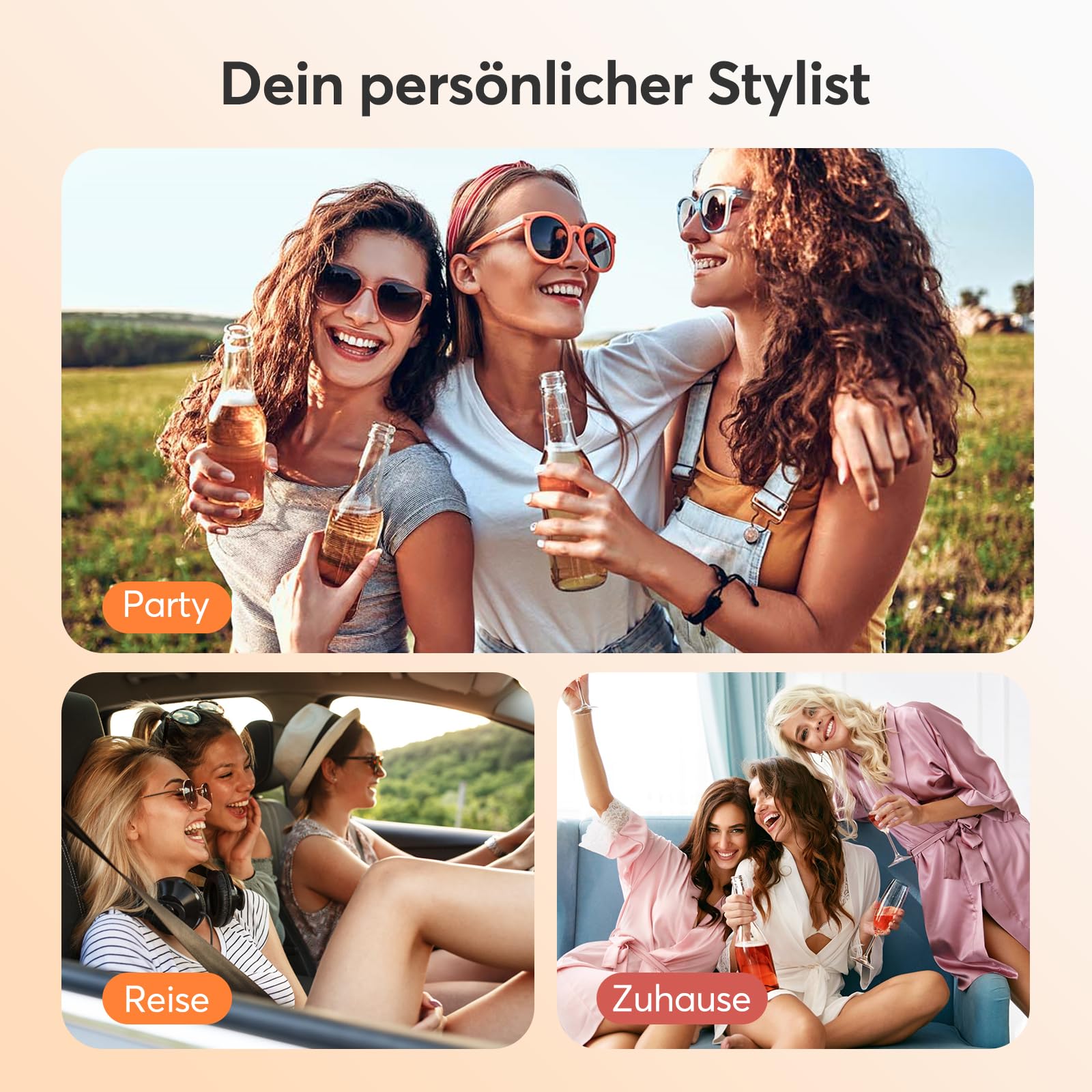 Airstyler 5 in 1 - Bopcal Ionen Föhn 160000 U/Min High-Speed Haartrockner für Schnelltrocknend, Multi Hairstyler mit Automatischer Luft-Lockenstab, Zum Volumisieren und Locken, Geschenk für Frau