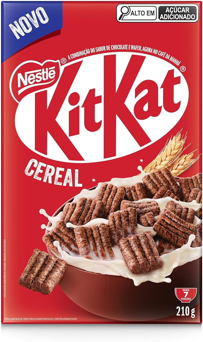 Caixa de cereal Kitkat 210g na cor marrom