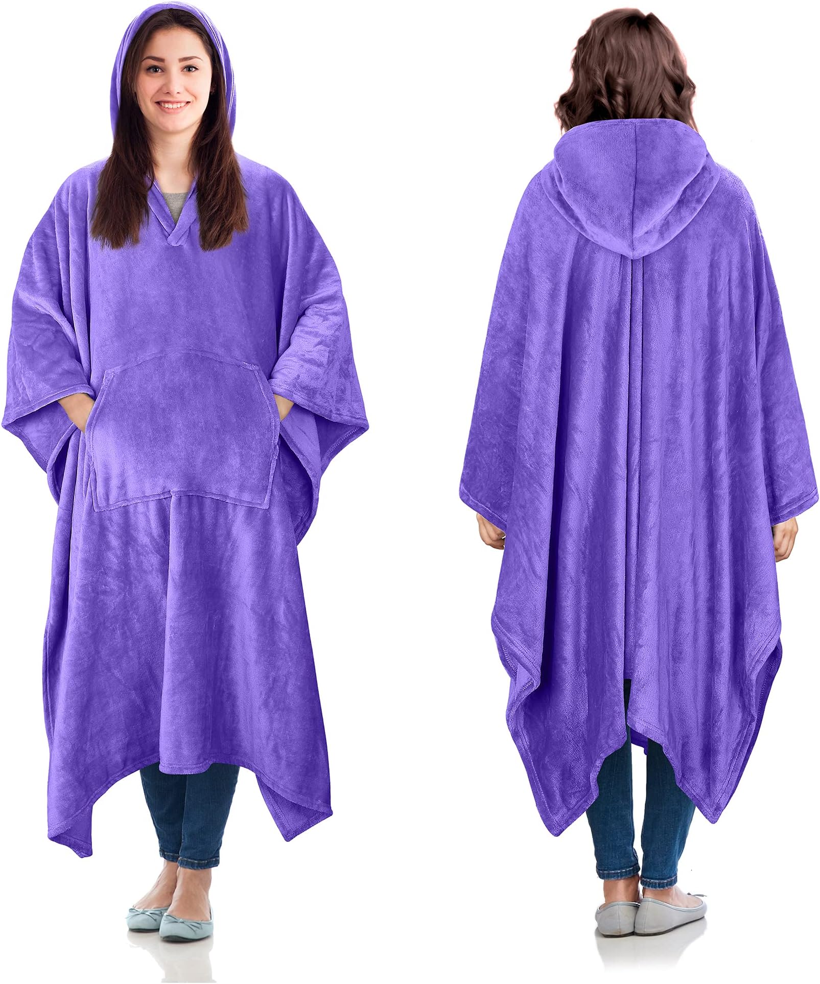 Catalonia Hooded Wearable Blanket Poncho for Adult Women Men, Fleece Wrap Blanket Cape with Hood | Warm, Soft, Cozy, Snuggly | Comfort Gift, No Sleeves