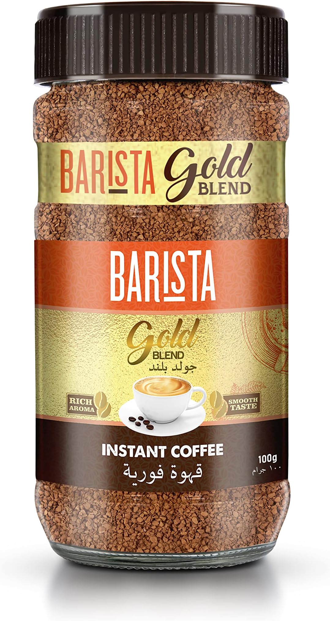 BaristaGold Blend Instant Coffee 100 Gram, Rich Aroma, Smooth Blend, Natural black