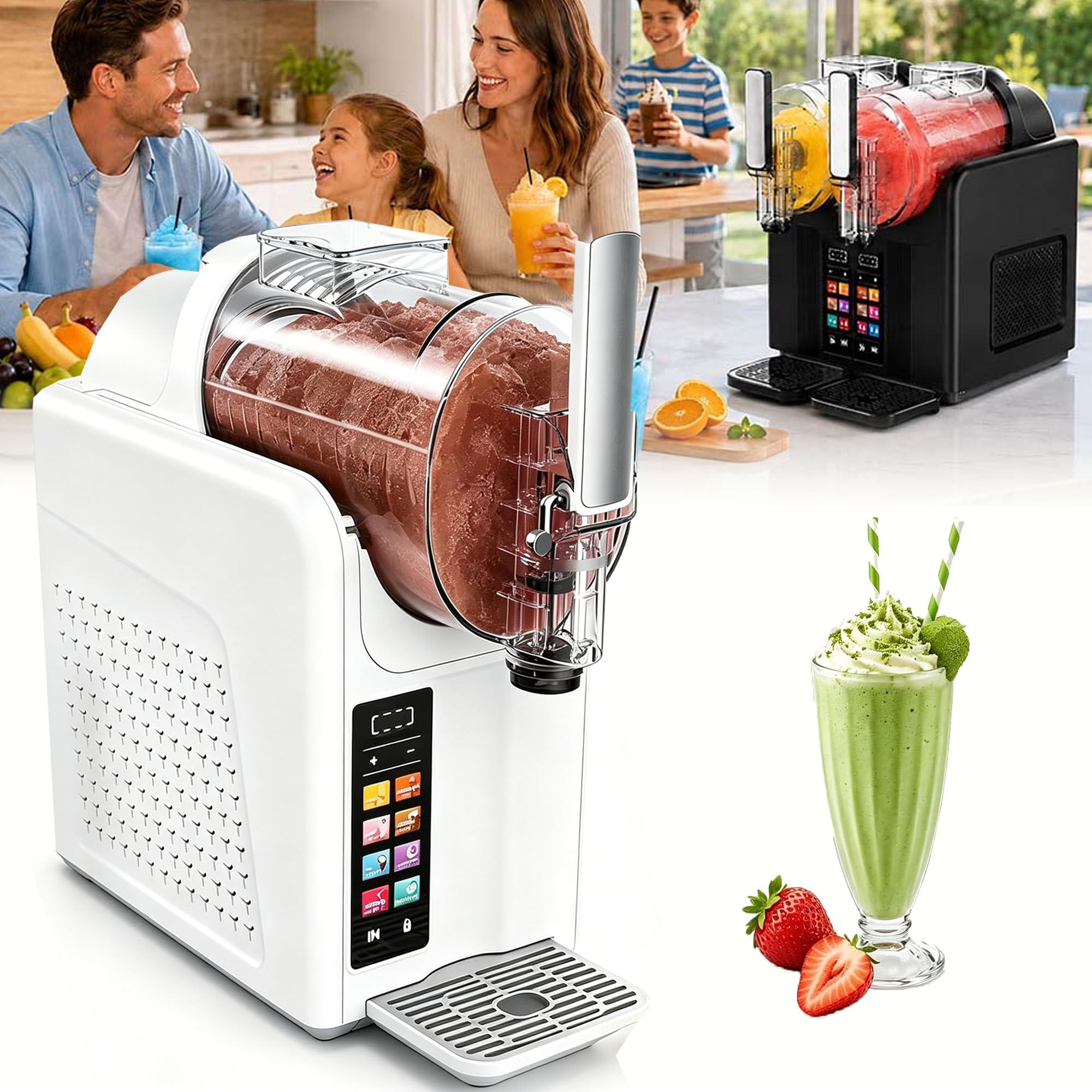 XDLYWUZIQ 2L Slushie Machine,Tank Soft Serve Machine White-SingleBowl