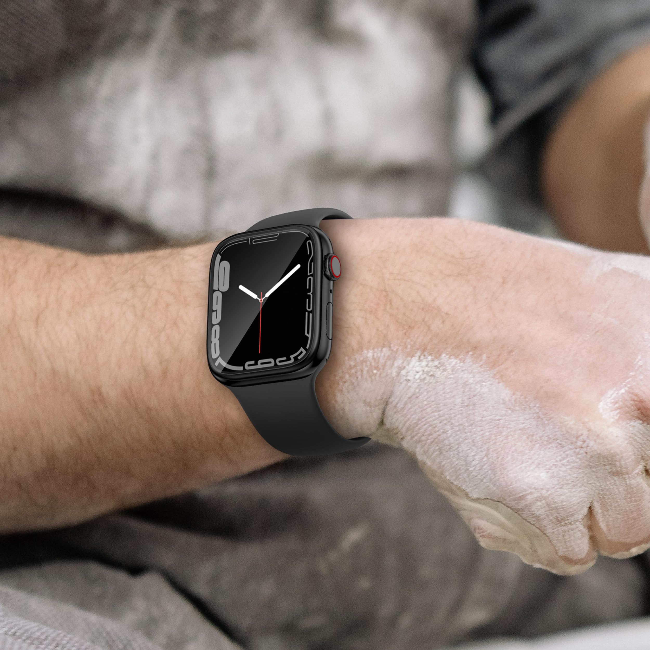 SWUU Paquete de 2 protectores de pantalla de vidrio templado con marco de metal compatibles con Apple Watch Series 9, 8, 7, 45 mm, marco de fácil instalación, película impermeable para iWatch 9, 8, 7,