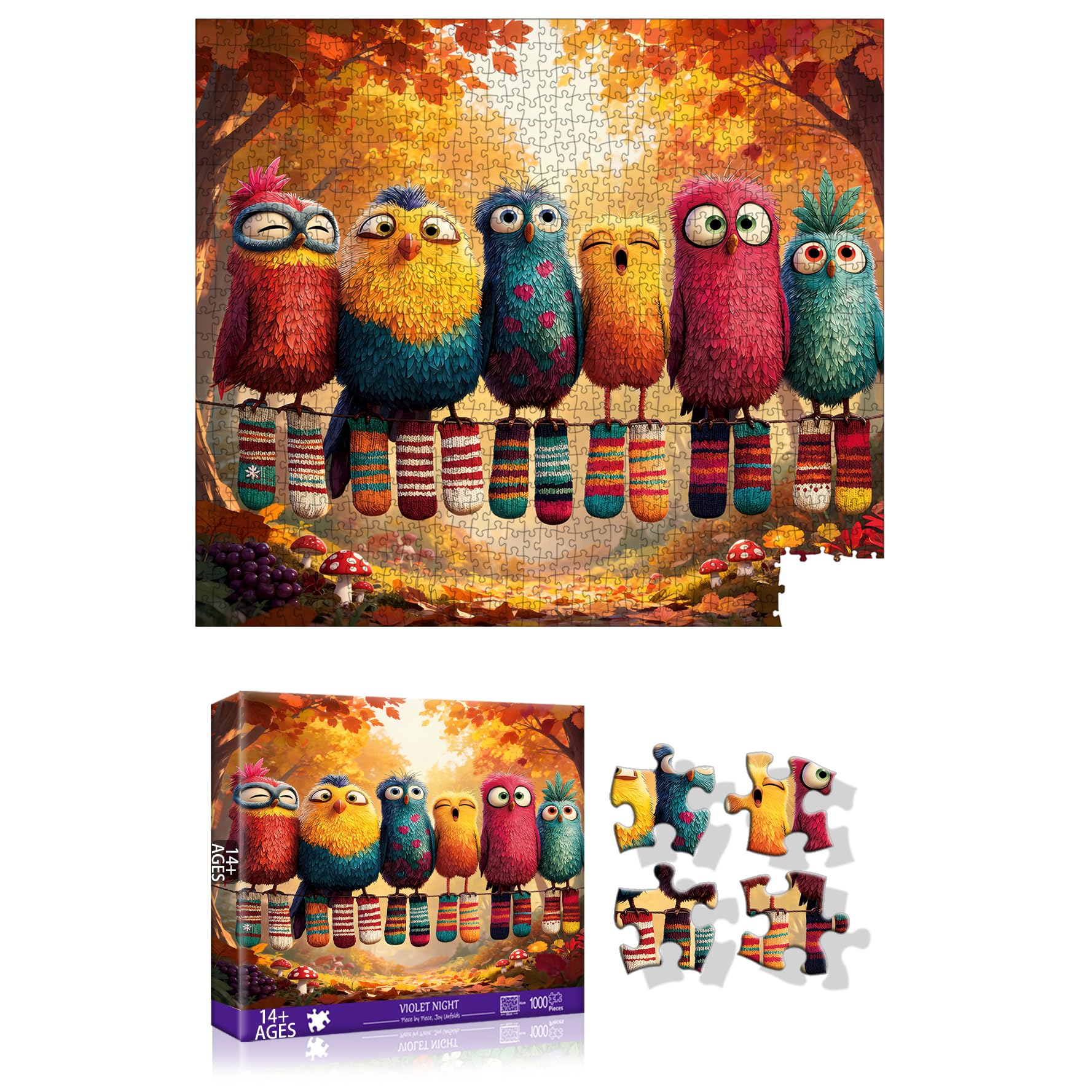 Reofrey Puzzles for Adults 1000 Pieces -FLUFFY BIRDIES