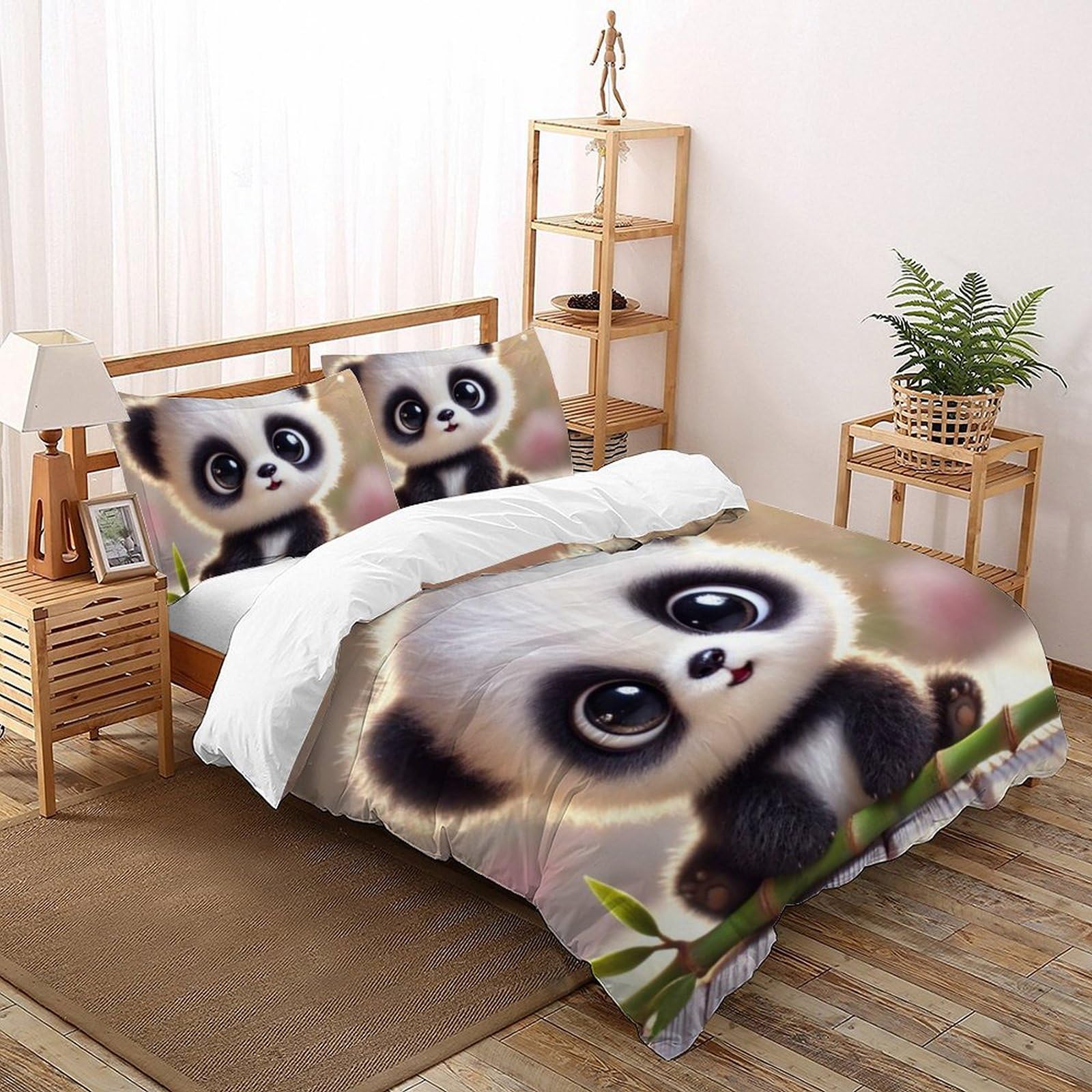 Parure panda roux en microfibre double un cadeau idéal pour lit de garçon