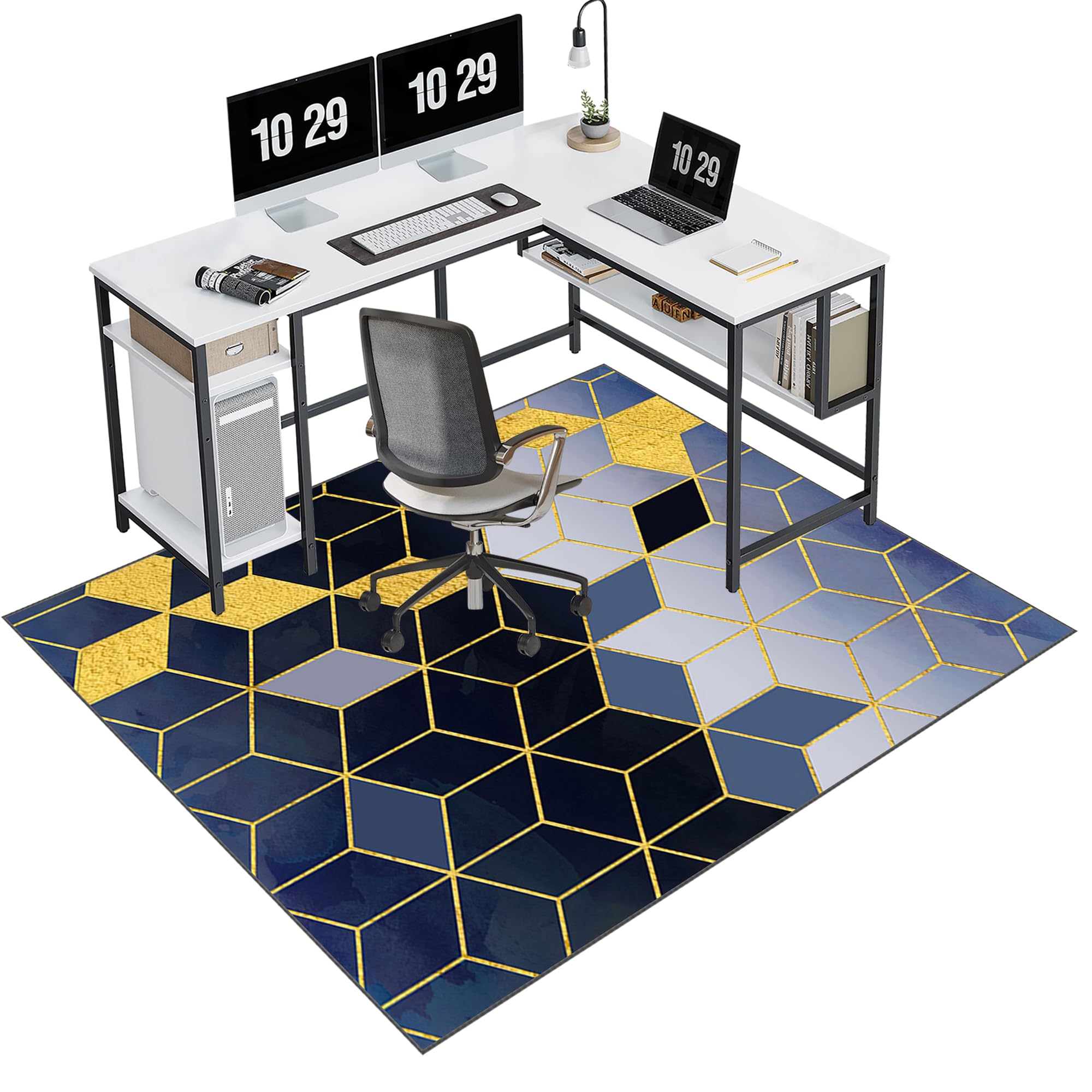 EYKWKB Office Chair Mat for Hardwood Floor, Desk Chair Mat for Carpeted Floors, Gaming Rug, Home Office Gaming Chair Mat, Carpet Protector Floor Mat, Floor Protector for Rolling Chair 90 x 140 cm
