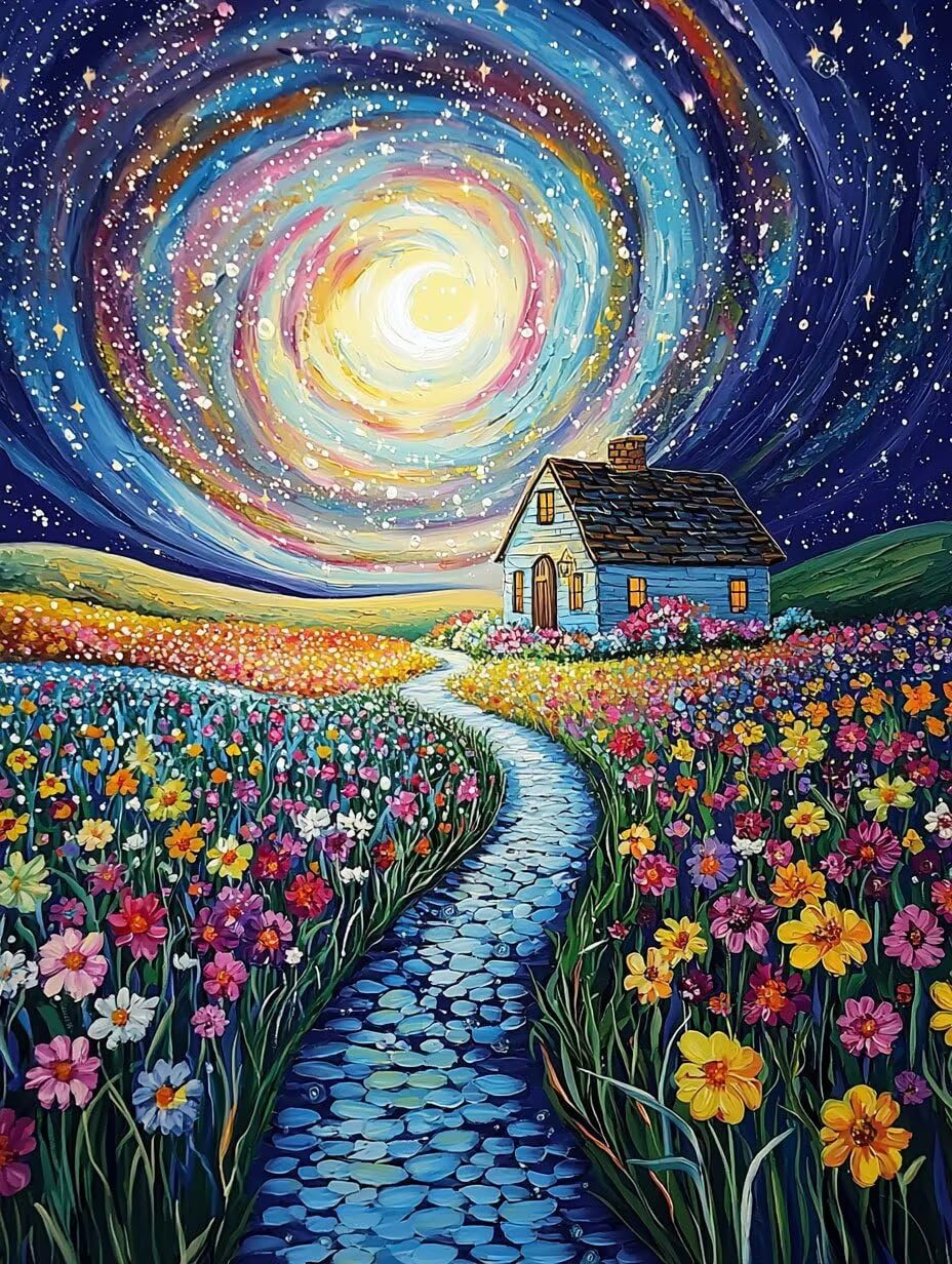 Paysage de ciel étoilé Peinture Numero Adulte Kits, 80x100cm m-1005