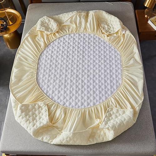 Miniatura 3 de ZIQINPSQ Sábana bajera amarilla tamaño Queen, sábana bajera de bolsillo profundo, cálida para invierno, transpirable, antideslizante, perfecta para