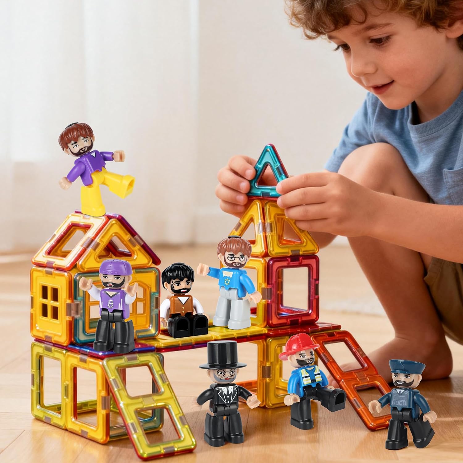 12PCS Large Magnetic People for Magnetic Tiles, 3 Inches Magnet People Figures for Kids Compatible with Lego, Magnet Toys for Kids Ages 3 4 5 6+ STEM Learning Toys Magnet Tiles Expansion