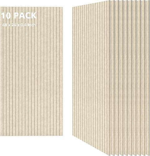 Paneles acústicos, paquete de 10 paneles acústicos que reducen el ruido para paredes, paneles de pared insonorizados de 48 x 24 x 0.4 pulgadas,