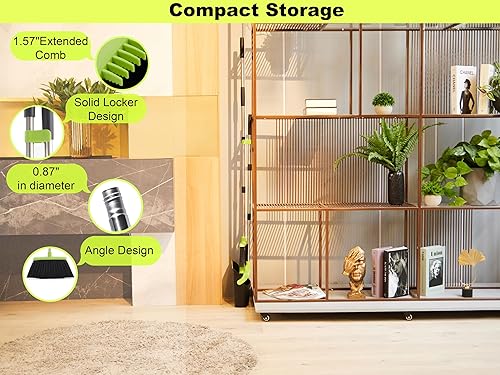 Miniatura 4 de Juego de escoba y recogedor, combo de recogedor y escoba para limpieza de suelos con dientes para el hogar, cocina, recogedor vertical y escoba,