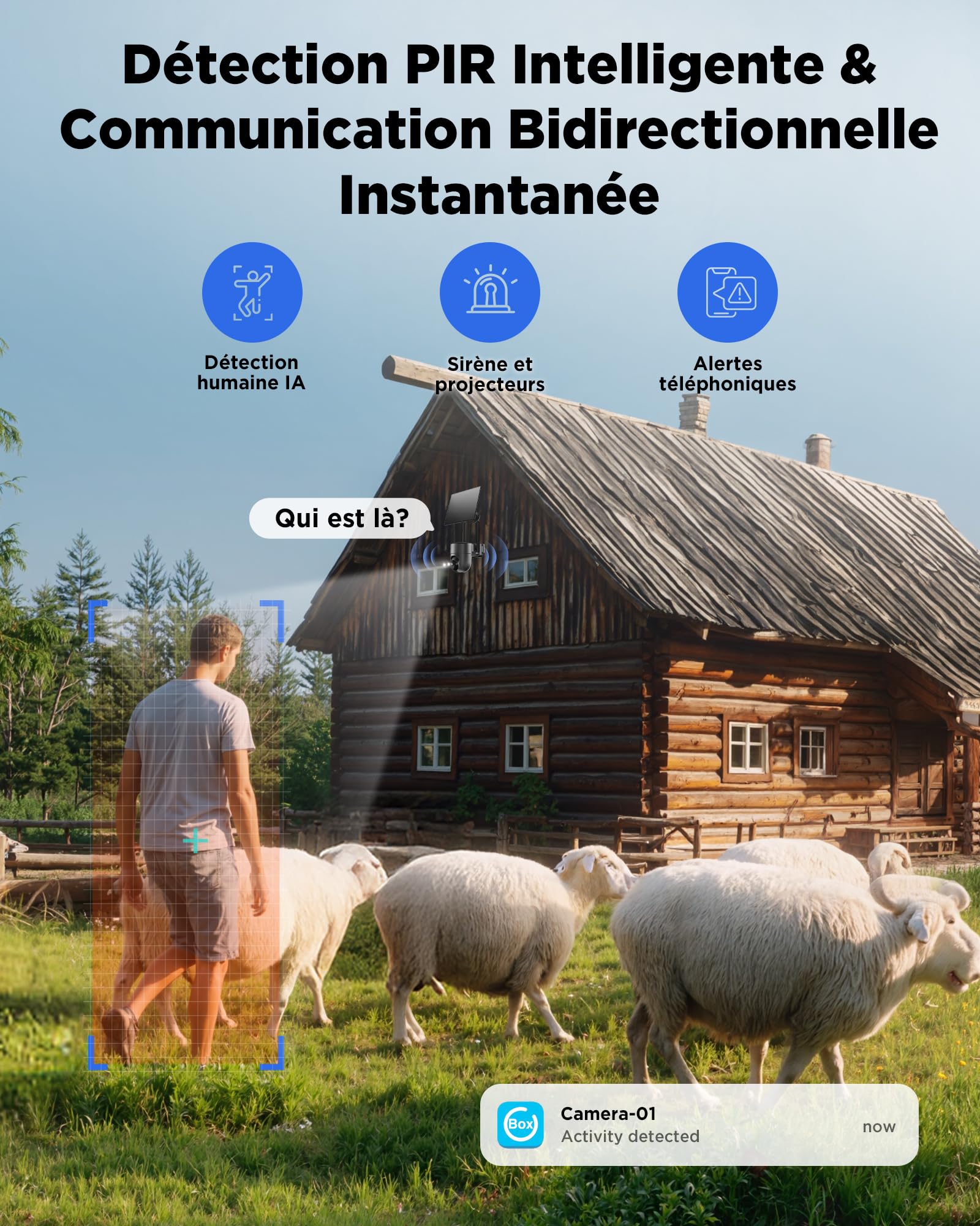 4G LTE Camera Surveillance Solaire Exterieure sans Fil