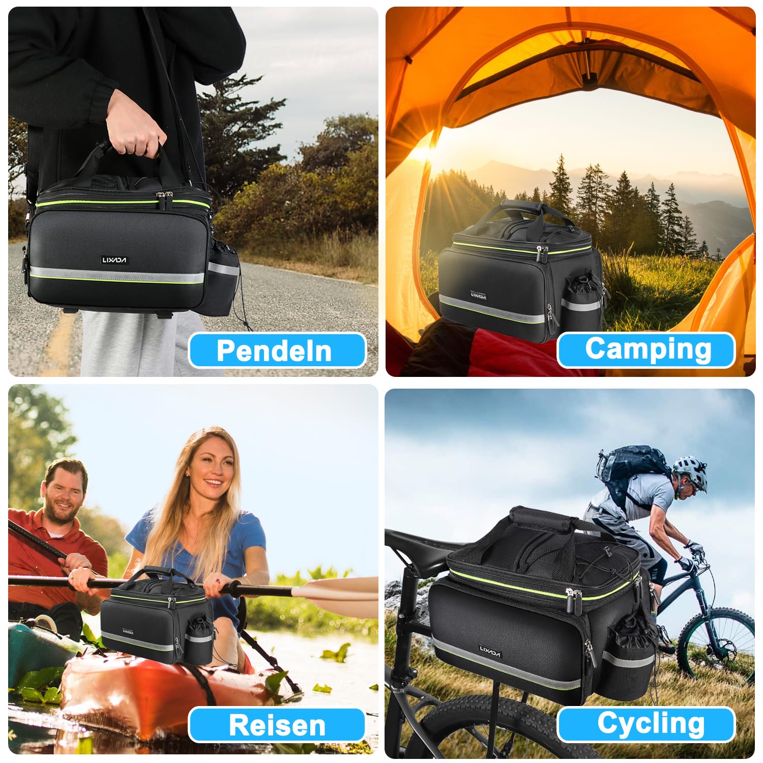 Lixada Borsa Posteriore per Bici 20-35L Resistente allo Strappo Impermeabile Custodia per Sedile Posteriore per Bicicletta capacità di Regolazione per MTB Bici da Strada