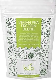 Pea Protein Powder Blend – 250g (10x 25g Servings) - A High Fibre, Low Fat, Low Sugar Plant-Based Vegan Protein Plus Herbs and Nutrient Rich Ingredients (72g Protein per 100g) - Kula Nutrition