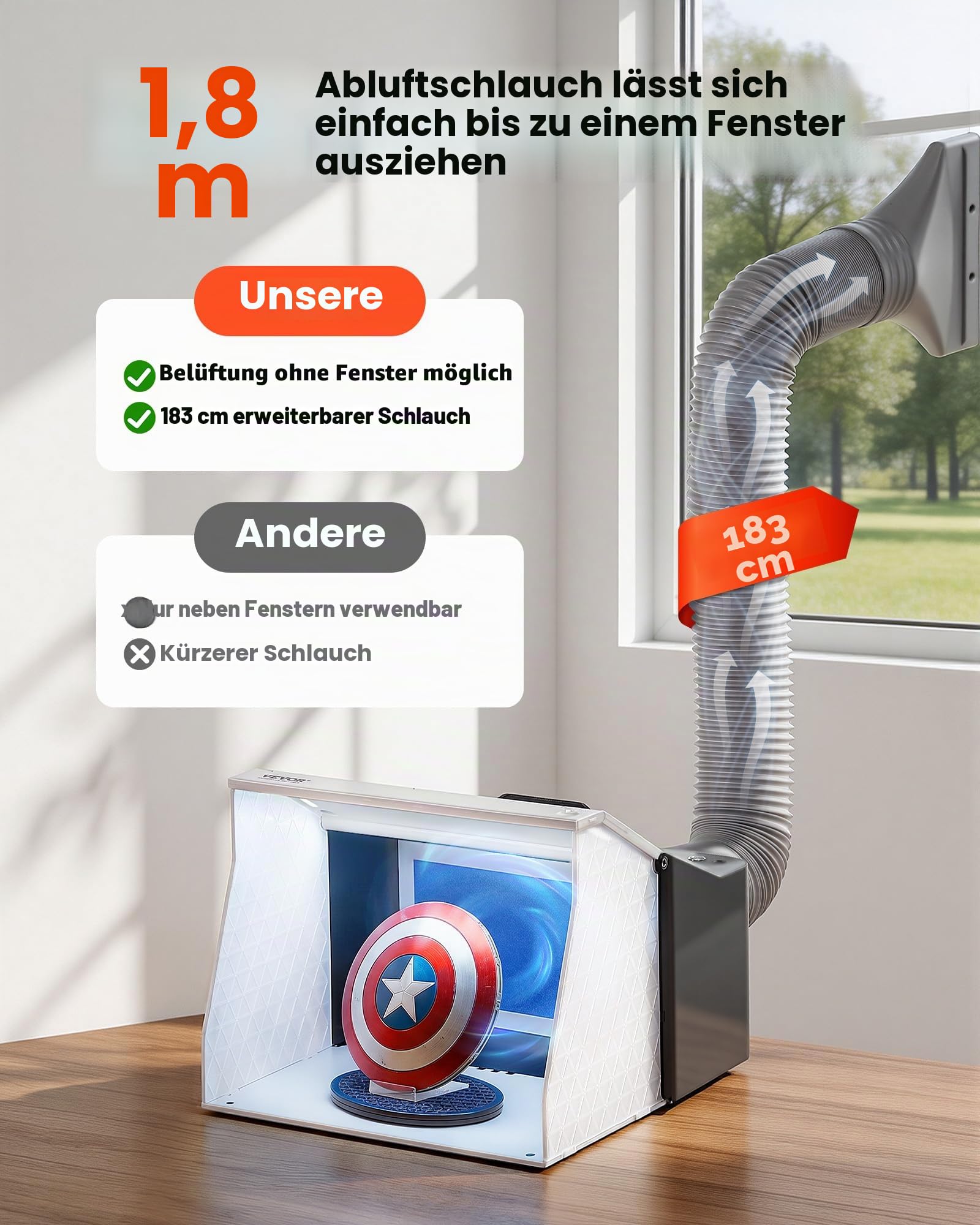 VEVOR Airbrush Spritzkabine 405 x 330 x 355 mm 5,2 m³/min Doppelte Lüfter