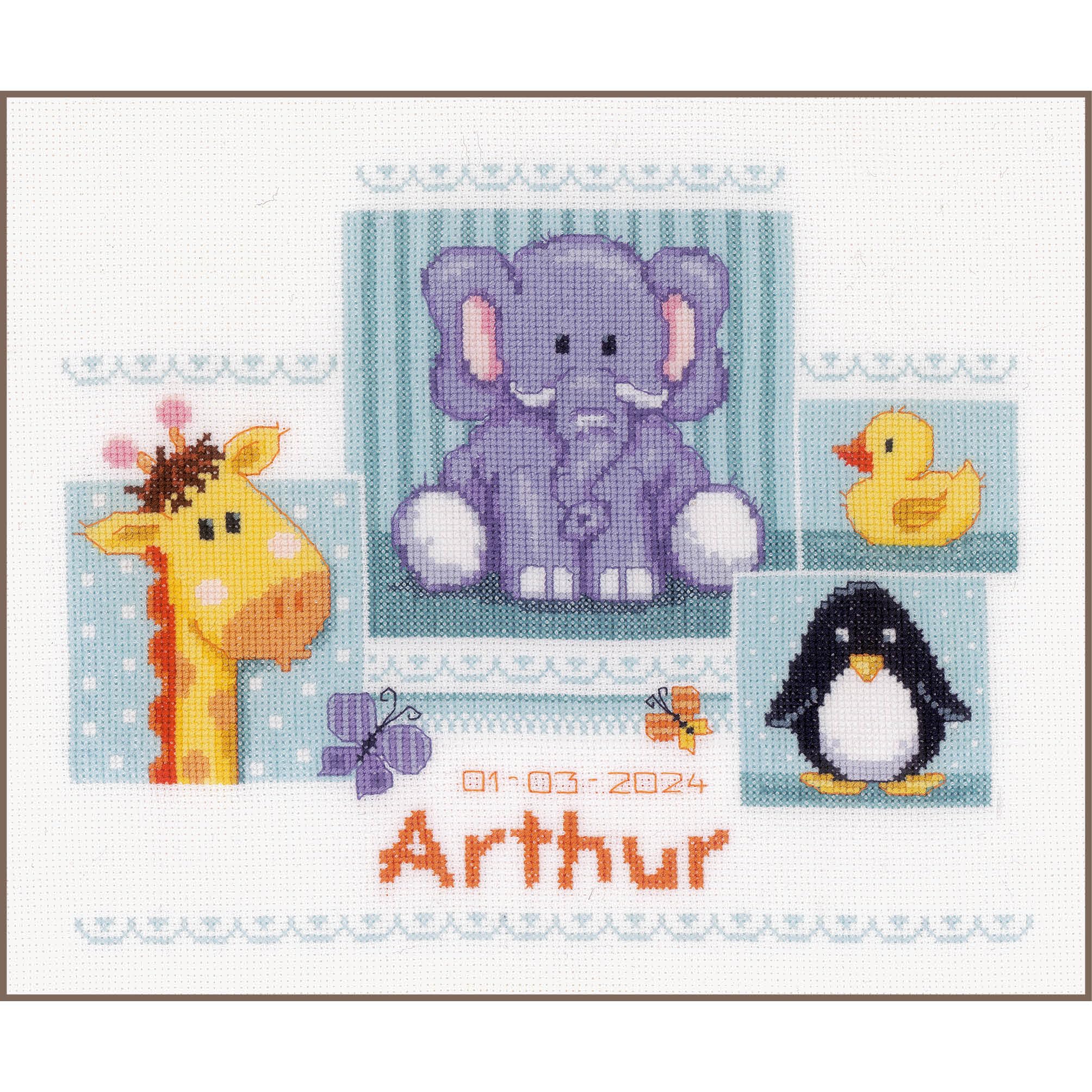 Vervaco Kreuzstich Set Baby Geburt - Unser Größtes Abenteuer Wanddekoration