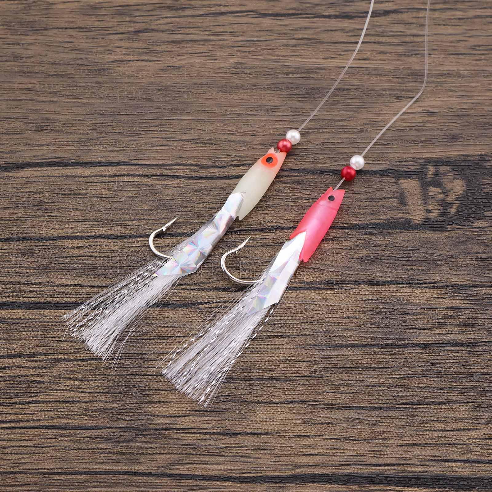 10 Esche Da Pesca Luminose Con Amo - 5 Bianche + 5 Rosa, Per Spigola, Merluzzo E Sgombro