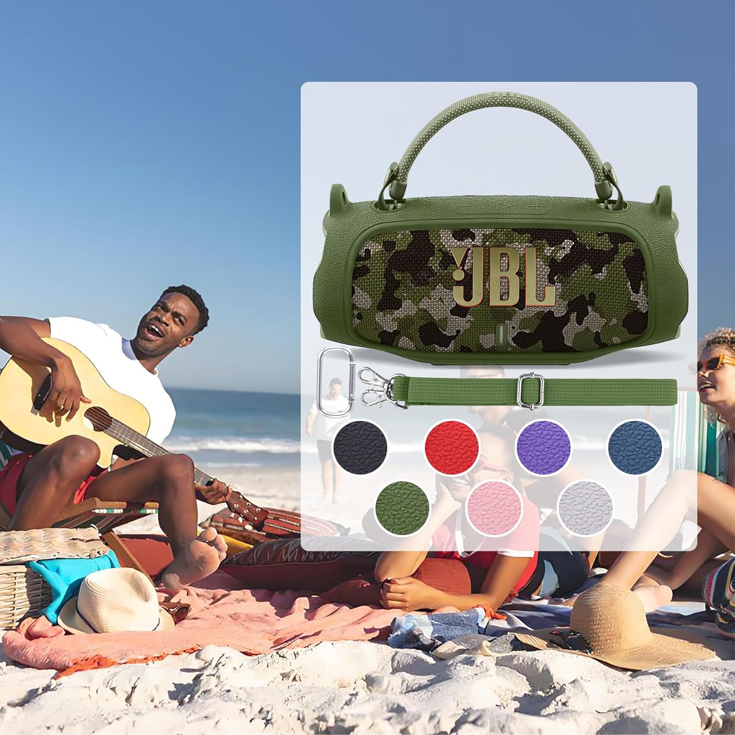 co2CREA Silicone Case for JBL Charge 6 Portable Waterproof Bluetooth Speaker, Portable Travel Soft Cover with Shoulder Strap, Protective Skin Case (Army Green) - Image 9