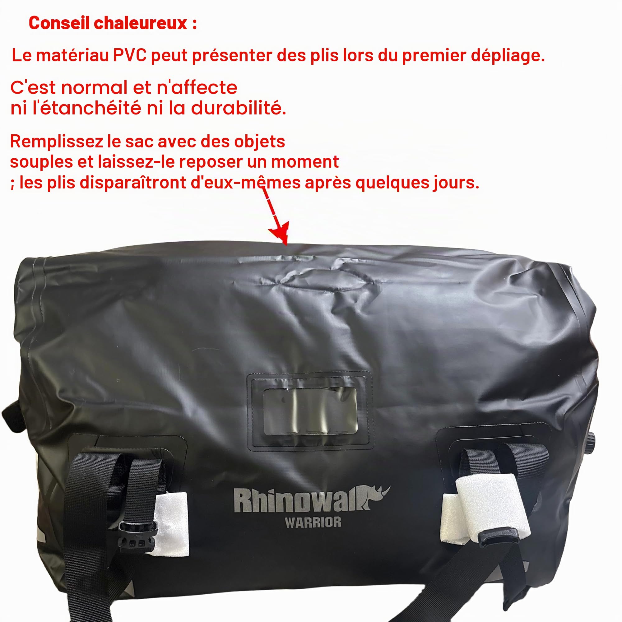 Rhinowalk Sac arrière pour moto 40L – Sac de bagages étanche avec panneau d’extension, système MOLLE et fonction sac à dos